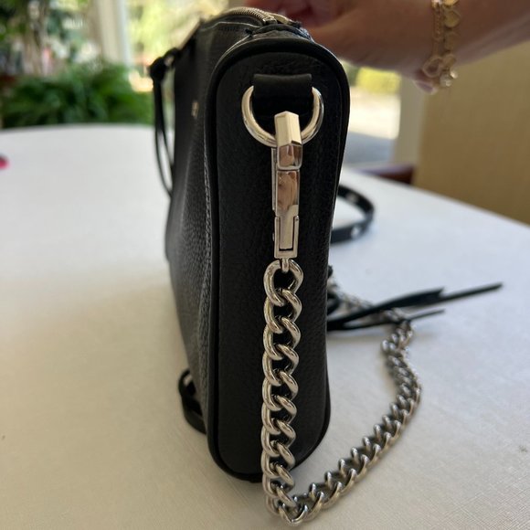 Rebecca Minkoff “5 Zip Crossbody” Bag in Black Leather & Silver Hardware - Picture 7 of 12